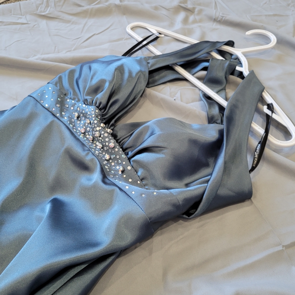 Jessica McClitnock Prom Dress Blue/Green/Silver Size 8